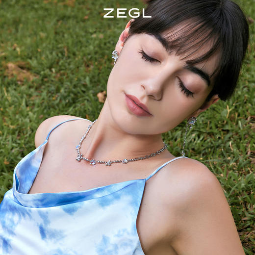 ZEGL设计师浮生若梦系列月光石项链女夏高级设计感小众花朵锁骨链 商品图4