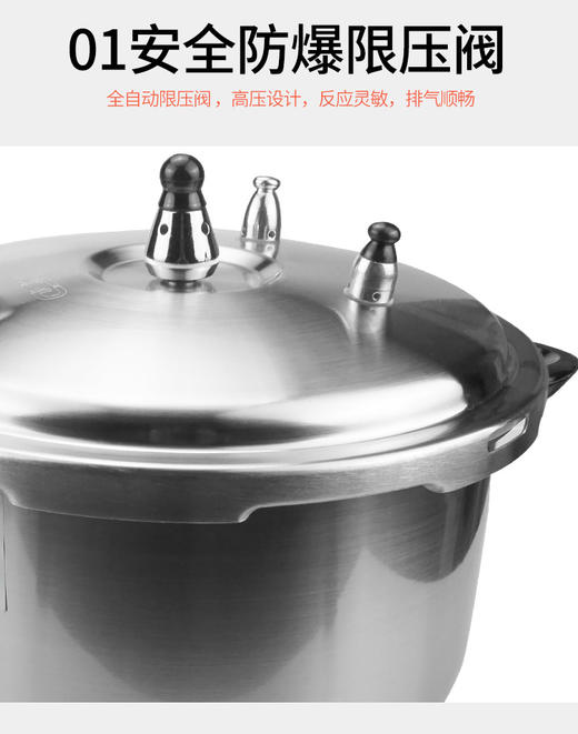 爱仕达304不锈钢高压锅  汤锅  家用6保险 燃气电磁炉通用YC1824 商品图3