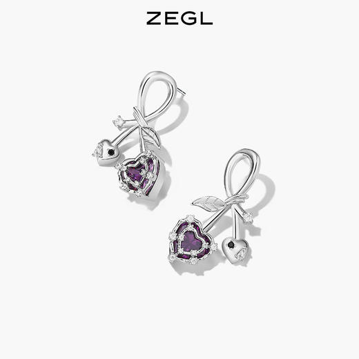 ZEGL设计师幻梦小熊系列爱心樱桃耳环女夏小众设计感耳钉银针耳饰 商品图3