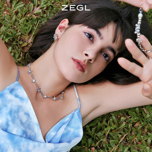 ZEGL设计师浮生若梦系列月光石项链女夏高级设计感小众花朵锁骨链 商品图2
