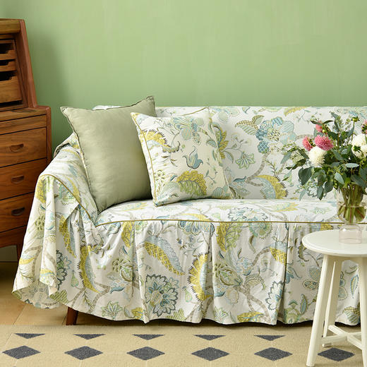 绿意蔓花全包式沙发盖巾防滑四季沙发巾靠包 商品图0
