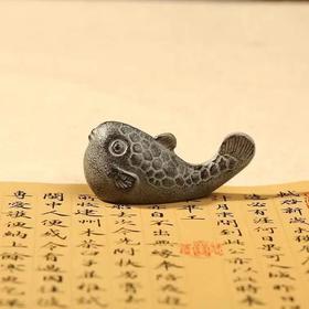创意铸铁河豚文镇金属学生小摆件笔搁笔置镇纸镇尺文房四宝