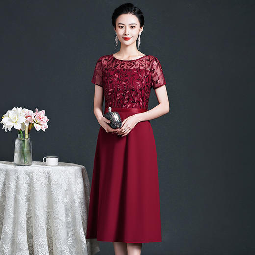 新款网纱绣花大摆婚宴喜婆婆礼服，显瘦大码女装连衣裙ZY-Q6086 商品图5