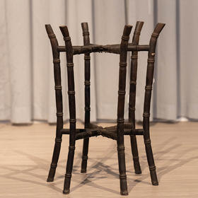 清 紫檀竹节工六足折叠画缸架