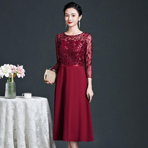 新款网纱绣花大摆婚宴喜婆婆礼服，显瘦大码女装连衣裙ZY-Q6086 商品图4