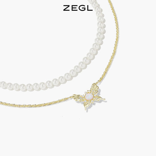 ZEGL设计师幻野系列叠戴蝴蝶人造珍珠项链女夏轻奢小众法式锁骨链 商品图1