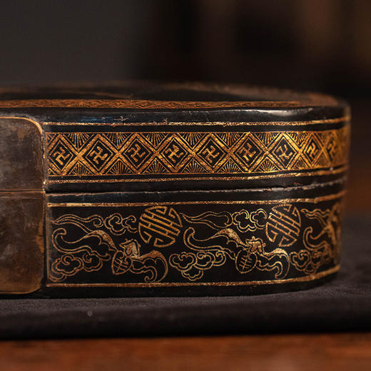 清 大漆描金饮马图文房盒 商品图2