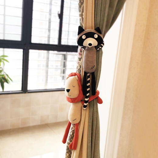 卡通窗帘扣窗帘绑带一对动物公仔儿童房摆件动物造型窗帘装饰一对 商品图3
