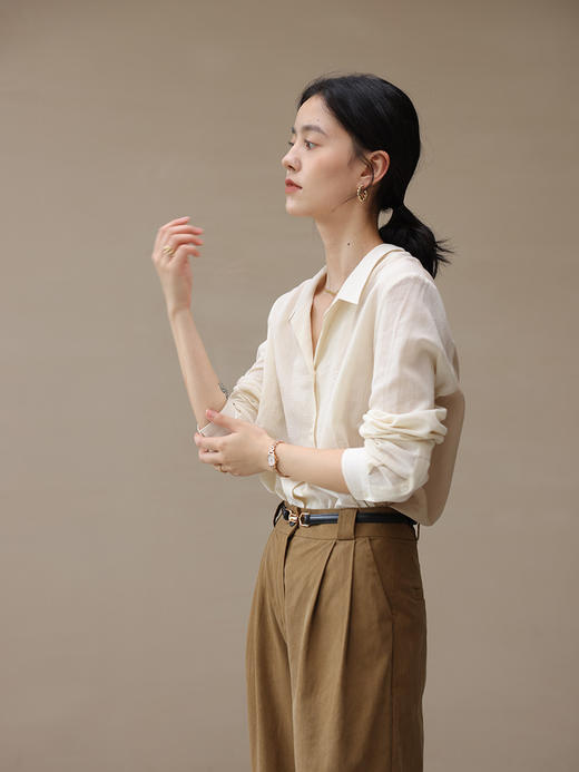 HeyDress休闲长袖衬衫女夏季宽松垂感撞色设计感衬衣薄款气质上衣 商品图1