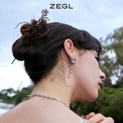ZEGL设计师浮生若梦系列月光石发簪女夏天简约现代新中式发饰头饰 商品图1