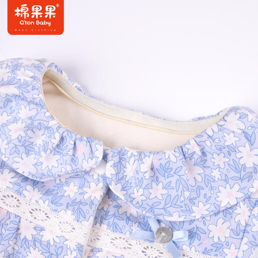 商场同款棉果果秋季新款女童小碎花满印小清新娃娃衫假两件连体衣M322722422457 商品图3