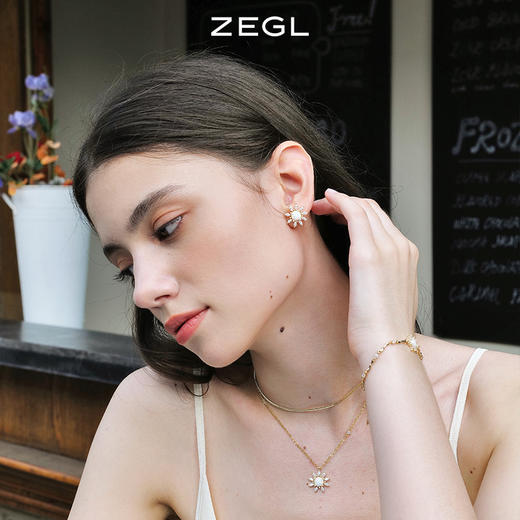 ZEGL设计师幻野系列星芒耳钉女夏季2022年新款潮耳环925银针耳饰 商品图5