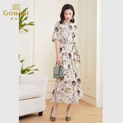 乔万尼真丝连衣裙女夏季新款重磅高端双层真丝桑蚕丝长裙DF2E417 商品图1