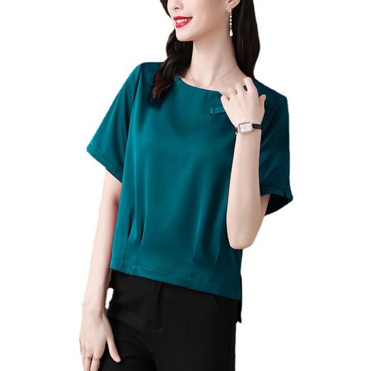 MZ803453  真丝盘扣衬衫夏清仓高档小衫女士大码宽松短袖T恤桑蚕丝打底上衣 商品图11