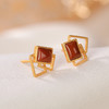 S925纯银镀金南红玛瑙耳钉，个性轻奢气质几何女士耳饰CW-151 商品缩略图3