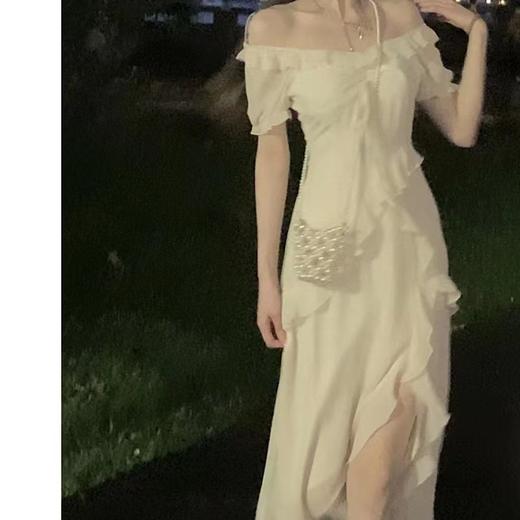 （清仓现货）【社群供A】修身法式吊带连衣裙荷叶边开衩仙女长裙涤纶2 商品图2