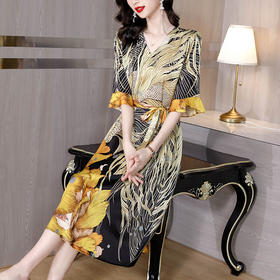 2022新款洋气印花短袖夏装连衣裙 XYX1106