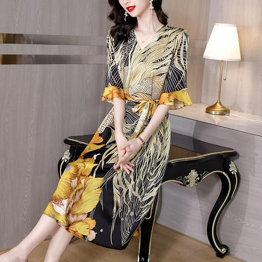 2022新款洋气印花短袖夏装连衣裙 XYX1106 商品图0