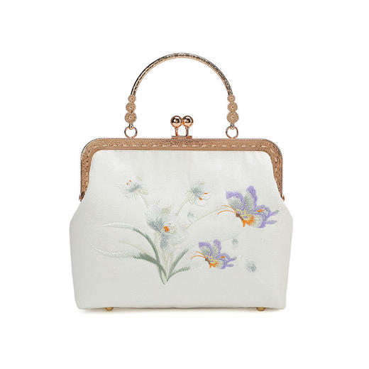 蚕丝绣花金属锁扣古风旗袍包包  QB初恋白月光 商品图4