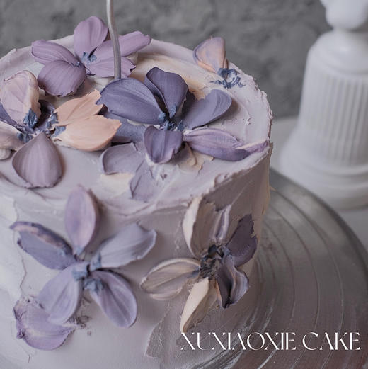 薰衣草庄园，油画风刮刀花蛋糕（奶油霜抹面，水果默认火芒） 商品图2