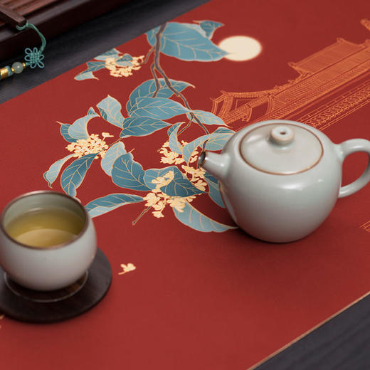 防水茶席宫廷风故宫桌旗中式禅意布艺茶垫茶旗茶桌布茶巾中秋送礼 商品图7