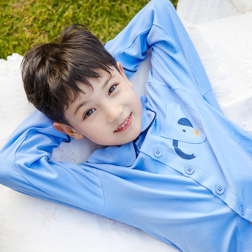 商场同款棉果果秋季新款加厚兰精莫代尔对开套装男童两件套家居服舒适柔软M311304222550 商品图1