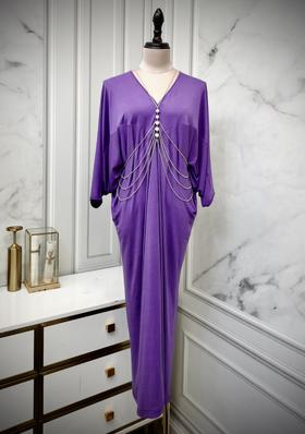 【雾境定制款】 优雅紫罗兰铜氨丝混纺针织高级感满满不挑人版型谁穿谁美！独立装饰链条可拆卸 2202115