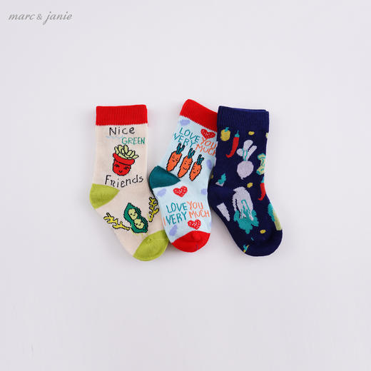 【3双装】马克珍妮春装 男女童蔬菜组合短袜儿童袜子221790 商品图0