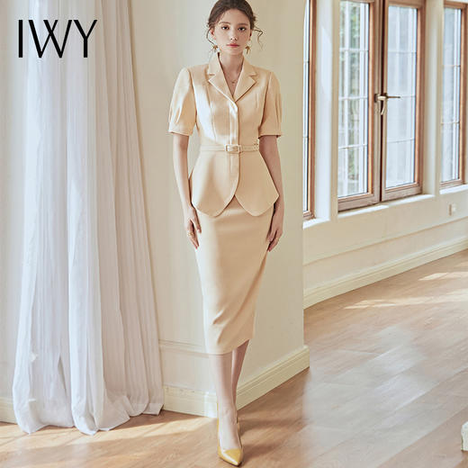 IWY/职业套装女OL时尚设计感西装套裙黄色气质减龄经理工作服套装22CS71 商品图3