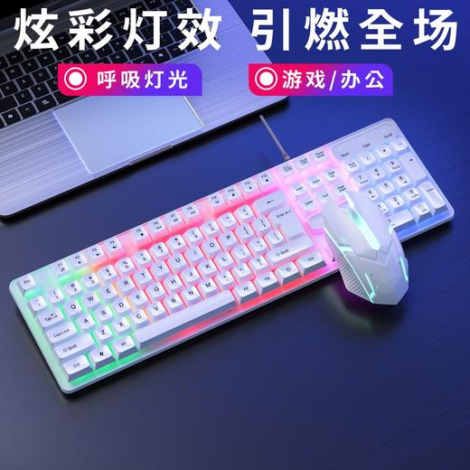有线键盘鼠标套装 发光悬浮机械手感 吃鸡游戏办公电脑笔记本nls7 商品图3
