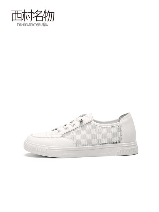 西村名物运动休闲鞋2022夏季新款真皮百搭平底鞋透气免系带小白鞋11021 商品图1
