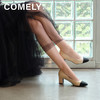 康莉KYQ21503拼接羊皮小香风粗跟单鞋女法式优雅浅口鞋子 商品缩略图1