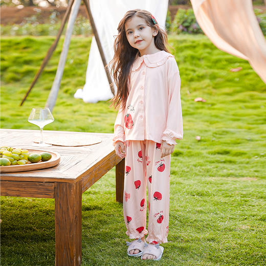 商场同款棉果果秋季新款加厚兰精莫代尔对开套装家居服舒适柔软亲肤女童两件套M321304222553 商品图1