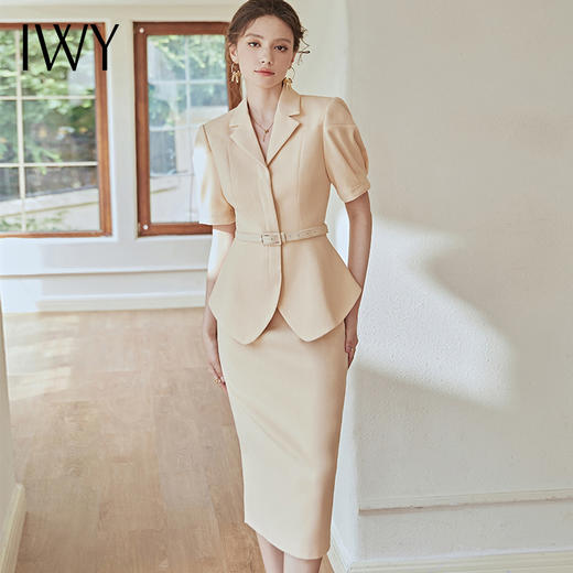 IWY/职业套装女OL时尚设计感西装套裙黄色气质减龄经理工作服套装22CS71 商品图4