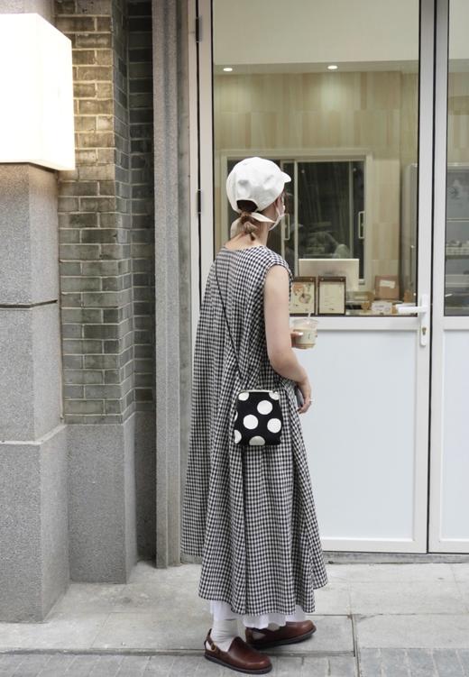 ichi 蓝白小格/蓝白格/黑白小格/黑白格 连衣裙 商品图2