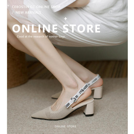 【REREJOY】 半包粗跟飞织王妃鞋 QC6381（年后72小时发货） 商品图1