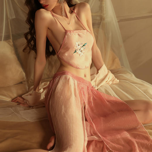 【特别款】情趣内衣 性感雪纺古风纯欲肚兜套装 诱惑 激情衣服免脱4件套 商品图1