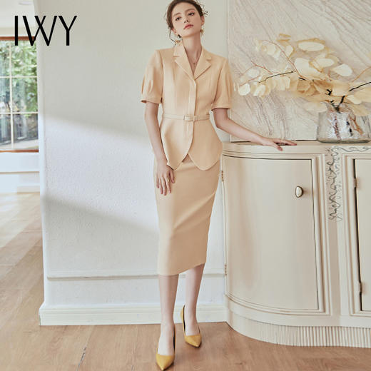 IWY/职业套装女OL时尚设计感西装套裙黄色气质减龄经理工作服套装22CS71 商品图1