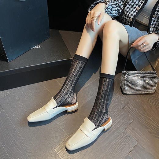 CV5071  新款包头套脚中跟女士半拖鞋韩版时尚方头搭扣懒人鞋休闲鞋 商品图4