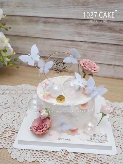 1027CAKE | 鲜花主题蛋糕 卡布奇诺玫瑰 蝴蝶 商品图1