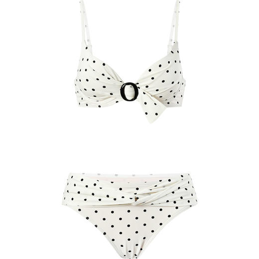 sisia2022新款泳衣女夏性感时尚白色波点比基尼高级感分体泳衣ins 商品图4