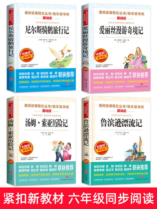 全套4册 六年级必读的课外书下册原著完整版鲁滨逊漂流记正版老师推荐 爱丽丝漫游奇境 尼尔斯骑鹅旅行记汤姆索亚历险记快乐读书吧 商品图1