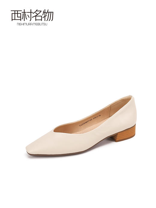 西村名物2022新款真皮女鞋软皮一脚蹬低跟浅口单鞋粗跟瓢鞋36771 商品图1