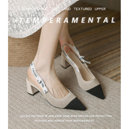 【REREJOY】 半包粗跟飞织王妃鞋 QC6381（年后72小时发货） 商品图2