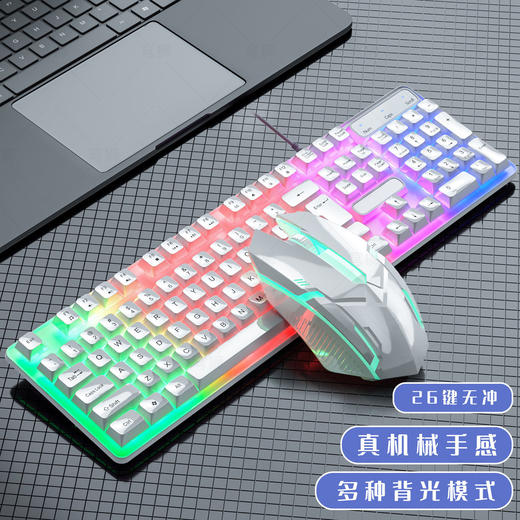 有线键盘鼠标套装 发光悬浮机械手感 吃鸡游戏办公电脑笔记本nls7 商品图1