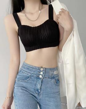 【社群供D】麦穗泡泡蕾丝背心无痕内衣一片式性感舒适内搭美背文胸