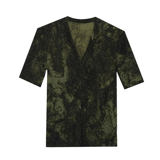 2022新款夏款洋气小衫，时髦v领亮丝网纱打底衫T恤 KQL9991 商品图4