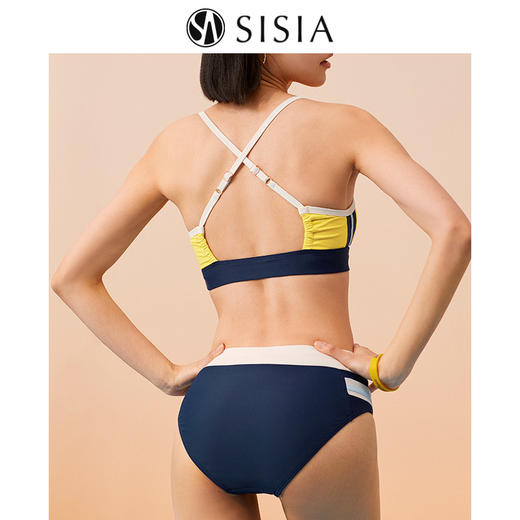 sisia2022新款泳衣女夏撞色性感显胸运动冲浪潜水比基尼分体泳衣 商品图2