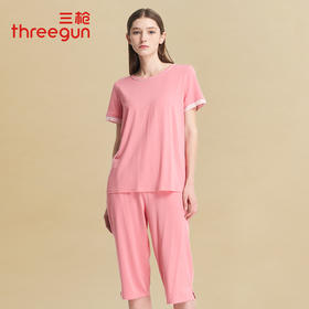 Threegun三枪 【浄呼吸】圆领短袖中裤女士家居套家居服-81726D911