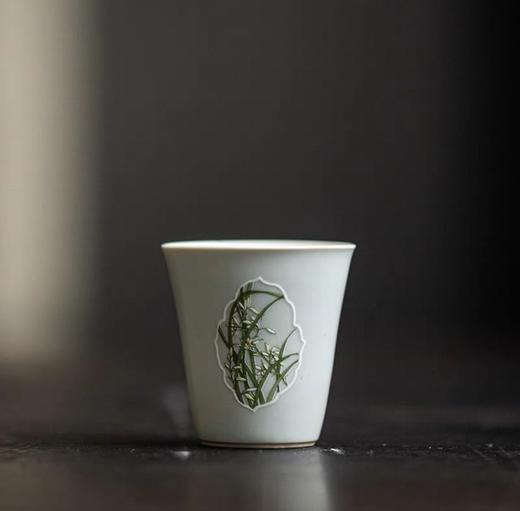 永利汇复古青釉彩绘窗兰中式陶瓷小茶杯家用小号仿古单杯品茗杯 商品图1